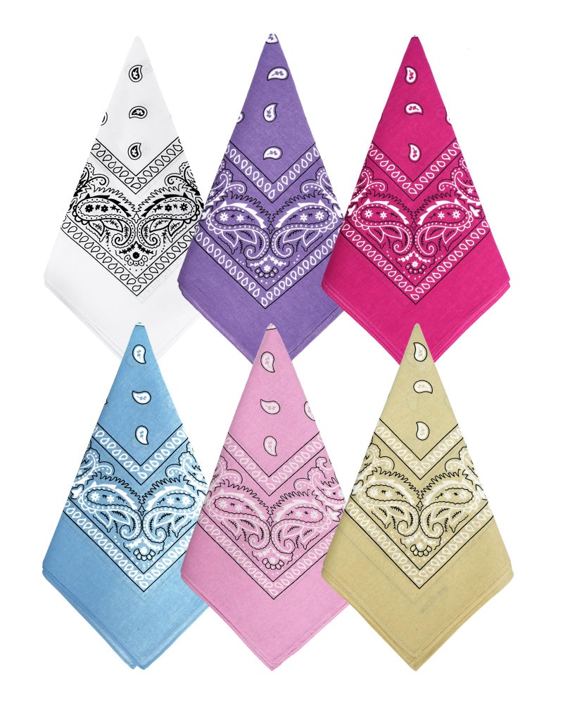 Bycc Bynn 3 Pack 100% Cotton Paisley Pattern Bandanas Face Mask Square Scarf Headwear (S- 6 Pack-3) - Image 1